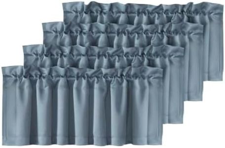 H.VERSAILTEX 4 Panels Blackout Curtain Valances for Kitchen Windows/Bathroom/Living Room/Bedroom Privacy Decorative Rod Pocket Short Window Valance Curtains, 52" W x 18" L, Stone Blue