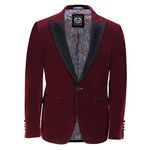 Mens Velvet Tuxedo Dinner Jacket Retro Smoking Coat Formal Tailored Fit Blazer[BLZ-Dinner-SAM-Burgundy,Wine Velvet,Chest UK 50 EU 60]