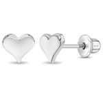 925 Sterling Silver 5mm Classic Heart Toddler Screw Back Earrings for Babies & Kids - Hypoallergenic Young Girl's Heart Earrings