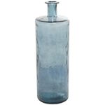 Deco 79 Recycled Glass Handmade Decorative Vase Tall Spanish Bottle Floor Centerpiece Vase, Flower Vase for Home Decoration 10" x 10" x 30", Blue