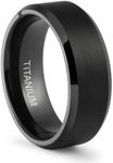 LerchPhi Titanium Rings for Men - 8mm Black Wedding Band, Classic Minimalist Design, Ideal Mens Wedding Ring & Gift for Him, Size 10