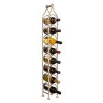 Biscottini Wine Rack in Wrought Iron 105 x 15 x 16 cm - Wine Bottle Holder Capacity 8 Bottles - Antique White Wine Cellar - Floor Standing Bottle Holder