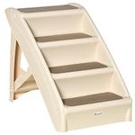 PawHut Four-Step Foldable Pet Stairs w/Non-Slip Mats, for S, XS Dogs - Beige