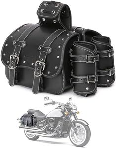 QJBOMTO High-Density Leather Motorcycle Saddlebags-Throw Over Saddle Bags Pan,iers Side with Cup Holder,Harley Sportster Waterproof,Side Tool Bag,Storage Bag for Motorbike,Universal,1Pair,M(Black)