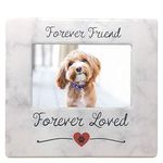 BANBERRY DESIGNS Pet Memorial Frame - Forever Friend Forever Loved Paw Print and Heart Design Picture Frame - 4 X 6 Photo Opening - Loss of a Dog or Cat Sympathy Remembrance