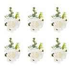 Meldel White Ivory Rose Wrist Corsage, Set of 6, Wedding Bridal Flower Corsage Hand Decor for Prom Party Homecoming, Wristband Flowers Bride, Bridesmaid, Girl