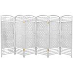 Oriental Furniture 4-Feet Tall Fiber Weave Room Divider, White 6 Panel