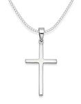 Sterling Silver Cross Necklace and Chain - Size: 27mm x 16mm x 1.2mm thick - 8156