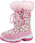 DREAM PAIRS Nordic Boys Girls Slip Resistant Faux Fur Lined Knee High Winter Snow Boots Size 9 Pink/OWL