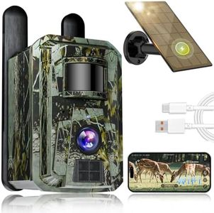 Trail Camera with Night Vision Game Camera: WiFi Trail cam with Motion Activated Waterproof - Solar Wildlife Cameras for Outdoor Deer Monitoring and Home Property Security - WiFi Bluetooth Connection
