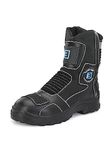 Eego Italy Mens Patrol, Water Resistant Biker Boot/Motorcycle Riding Boot, Real Leather Upper & Anti Slip Sole 3M Reflectors,Lace Free, With Rubber Gear Protector_Patrol-Black-12