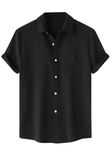 TAGDO Men's Solid Shirt with Chest Pocket Short Sleeve Shirt for Summer Outdoor Activities (Sugar-Shirt-5182-Black-XL)