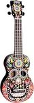 Mahalo Art Soprano Ukulele for Kids & Beginners, Musical String Instruments with Geared Machine Head & Case, Mini Uke Guitars for Children & Adults, Music Gifts, Day of the Dead Skull