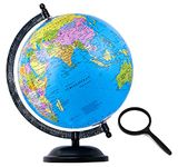 zest 4 toyz Globe for Kids, STEM STEAM Educational World Globe with Magnifying Glass for Kids/Political Globe/Office Globe/Globes for Students - (A Small Black)