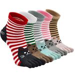 Toe Sock Women Cute Cat Dog Five Finger Sock Cotton Athletic Running Ankle Socks for Girls