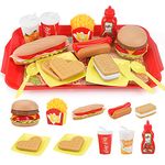 Sotodik Play Food Toys Pretend Play Fast Food Toys Set Pizza Hamburger Playset for Toddler Kid Boys Girls Toys (15pcs)