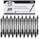 Shuttle Art Black Gel Pens, 48 Pack