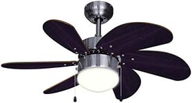 Bestron Ceiling Fan with Lighting, 3 Speed Levels & Large Wingspan Diameter of 75 cm, Includes Summer/Winter Function, 50 W, DC30BC, Colour: Oak/Brown