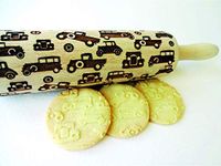 Embossing Rolling Pin FORD VINTAGE. Gift for Dad, Boy, Antiquarian. Laser engraved rolling pin with FORD cars for embossed cookies or pottery by Algis Crafts