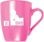 Elanze Designs Silhouette State of Idaho ID Boise Capital City Laser Engraved 10 Ounce Glossy Ceramic Classic Coffee Mug Hot Cold Beverage Cup Kitchen Drinkware, Metallic Pink