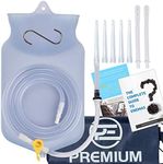 PE Premium Enema Clear Silicone Enema Bag Kit - 2 Quart, Reusable for Coffee & Water Colon Cleanse - 6.75 Foot Long Hose, 7 Tips Included. Enemas for Colon Cleanse Men and Women. Detox Cleanse.