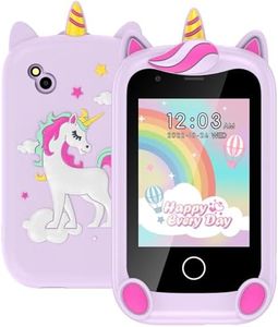 PTHTECHUS Telephone Portable pour Enfant, Smartphone pour Fille Garçon avec Appel SOS Musique 17 Jeux Podomètre Alarme Caméra Mode école Livre Audio Lampe Poche, Cadeau pour Enfant 4-10 Ans