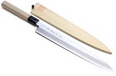 Yoshihiro Blue High Carbon Steel Hongasumi Yanagi Sushi Sashimi Chef's Knife 9.5 Inch Magnolia Handle