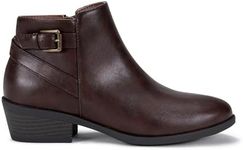 Vepose Women's 911 Ankle Boots, Chunky Low Heel Western Cowboy Booties, Darktan/Whisky, Size 8 US -with Buckle Side Zipper(CJY911 darktan 08)