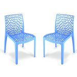 Supreme Web Plastic Chair | Armless Chair for Home, Living Room, Garden, Cafe, Dining Room, Indoor & Outdoor Use with Weight Bearing Capacity Upto 220kg (Colour: Soft Blue, Set of 2)