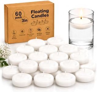 GINITIRI 3 inch White Floating Candles, 60 Pack Unscented Floating Candle,8-9 Hours Burning Floating Candles for Centerpieces, 3" Water Candles for Cylinder Vases, Wedding, Party