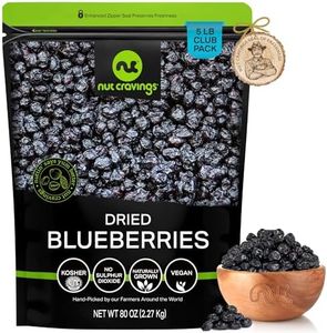 NUT CRAVINGS Dry Fruits - Sun Dried Blueberries, Lightly Sweetened (80oz - 5 LB, Bulk) Packed Fresh in Resealable Bag - Sweet Snack, Healthy Food, All Natural, Vegan, Kosher Certified