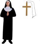 Mens Nun Costume - Medium - Habit & Headpiece, Belt and Gold Cross - Adults Religious Fancy Dress Costume