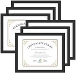 FrameWorks 11x14 mat to 8.5x11 Classic Wooden Document Frames Tempered Glass/Black / 6-Pack