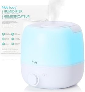 Frida Baby 3-in-1 Cool Mist Humidifier for Large Rooms, Top Fill Humidifier for Bedroom, 60 Hour Runtime + Diffuser, Nightlight, Auto Shut-Off, Quiet, Carry Handle, Nightlight, Essential Oil Diffuser
