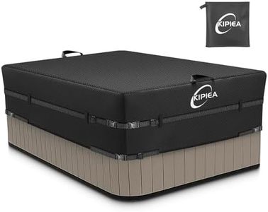Kipiea 600D Outdoor Waterproof Rectangular Hot Tub Cover Protector, Heavy Duty Polyester SPA Cover UV Protection Cover 111" L x 95" W x 20" H, Black