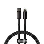 Baseus Tungsten Gold Fast Charging Data Cable Type-C To Ip Pd For Laptop, Tablet, Smartphone (Black, 20W 1M)