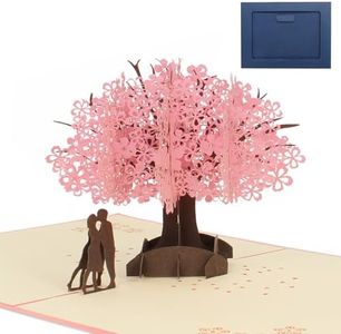 Proxima Direct Cherry Blossom Card 3D Pop Up Handmade Flower Card Greeting Card Blank Stationery Paper Card for Valentine, Anniversary, Wedding, Birthday, Romantic for Her Him Husband Wife with Envelope