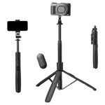 Amazon Basics 5 feet Long Selfie Stick Tripod | Extra Stable, Anti Shake, 1/4" Screw for Mirrorless/Action Camera/Ring Light Gopro,Black