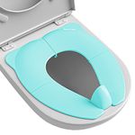 Maliton Travel Potty Seat for Toddler & Kid, Portable Potty Seat with Storage Bag, Foldable Potty Seat for Toddler Travel, Non-Slip Potty Training Toilet Seat Cover wth Splash Guard (Aqua Green)