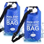 Lanathel 2 Pack Pool Step Weights, 500D PVC Waterproof Heavy Duty Pool Ladder Sand Bags for Weight with Nylon Handle, 10L Universal Pool Step Weights/Pool Ladder Weights for Above Ground Pools (Blue)