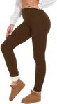 HLTPRO Fleece Lined Leggings Women - Winter Thermal Warm High Waisted Tummy Control Pants for Yoga Workout Gym Coffee