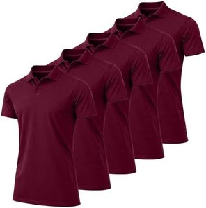 Galaxy by Harvic 5-Pack Men’s Short Sleeve Pique Polo Shirt Modern-Fit with Ribbed Collar and Breathable Cotton-Blend Fabric