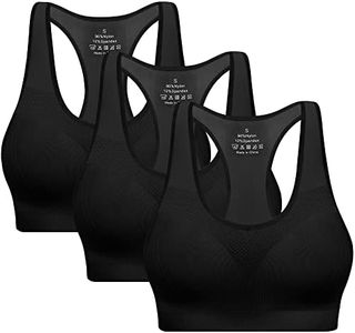BHRIWRPY Racerback Sports Bras for Women with Pads - High Impact Athletic Tank Tops for Yoga and Workout, Black/Black/Black - New, Medium