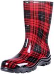 Asgard Women's Mid Calf Rain Boots Buffalo Plaid Short Waterproof Garden Shoes Red 37 (7)