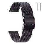 EACHE Stainless Steel Mesh Watch Bands for Men Quick Release Mesh Watch Straps 22mm Black for Samsung Active 2