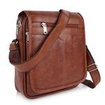 Martucci Stylish PU Leather Sling/Cross Body/Travel/Office/Messenger/Business/One Side Shoulder Bag with Adjustable Strap for Men & Women(Tan)