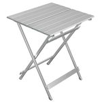 WOLTU Aluminium Folding Table Camping Table Balcony Table Garden Table Foldable Aluminium 50.5 x 47 x 59.5 cm (L x W x H) Side Table for Garden, Patio and Balcony, Silver, CPT8138sb