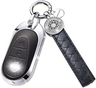 SHANGHONG Compatible with Mercedes Key Fob Cover with Keychain Leather Crystal 360 Degree Protection Key Shell Case for 2020-2022 Mercedes Benz S-Class G-Class E-Class (Black)