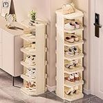 7 Tiers Vertical Shoe Rack, Stackable Shoe Storage Organizer Rack, Narrow Tall Shoe Stand Shelf, Space Saving Shoe Tower for Entryway, Closet, Living Room, Bedroom