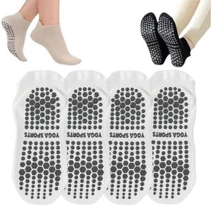 ZANZER Pilates Grip Socks Yoga Socks with Grips for Women, Non-Slip Athletic Socks for Ballet, Dance, Workout, Hospital (Standard, white, white, white, white)